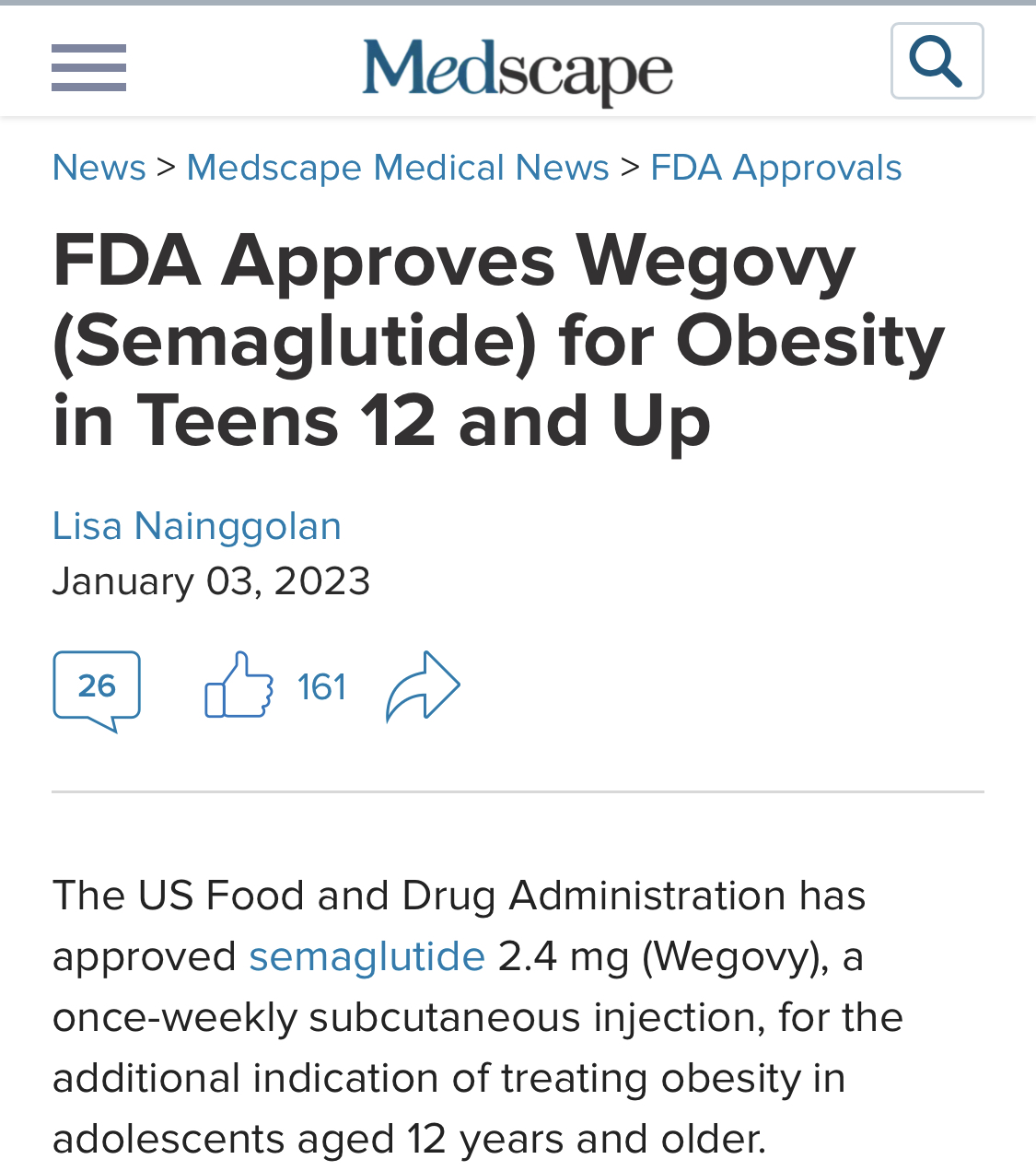 Kids approved for weight loss drugs